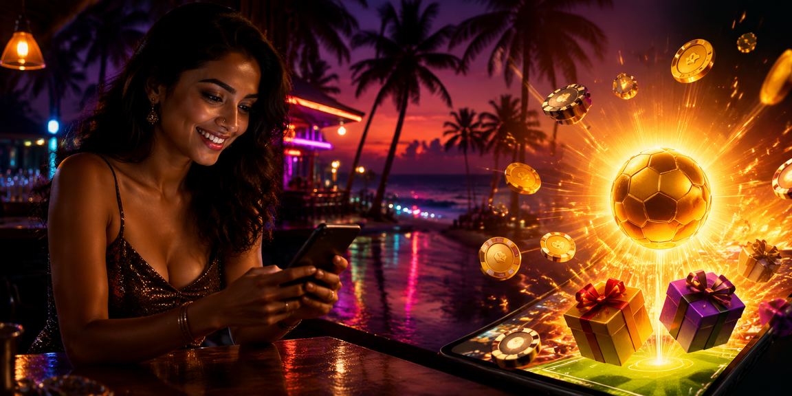 Player using mobile device on beach for betting